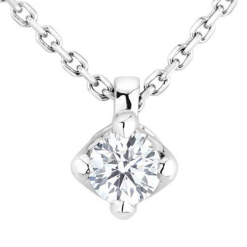 Big 2 Carats Round Prong Set Solitaire Diamond Pendant White Gold 14K Pendant