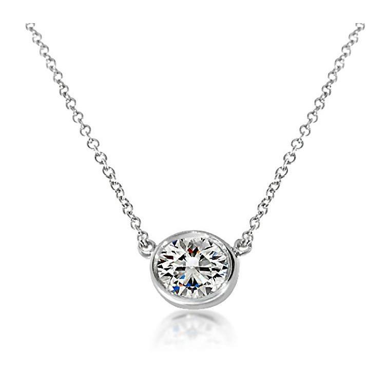 Big 2 Ct Solitaire Bezel Setting Diamond Pendant White Gold Pendant
