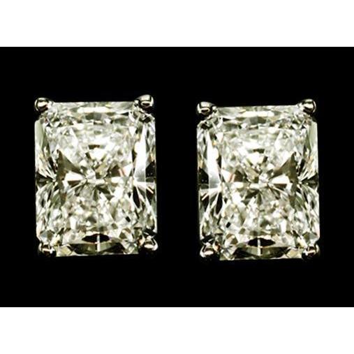 Golden Big Radiant Cut Diamond Stud Earrings New