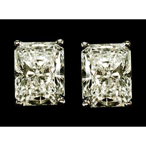 Golden Big  Radiant Cut Diamond Stud Earrings New 