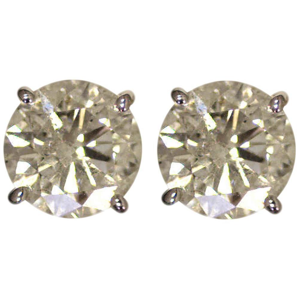 Big Diamonds Stud Earrings White Gold New J I1 Stud Earrings