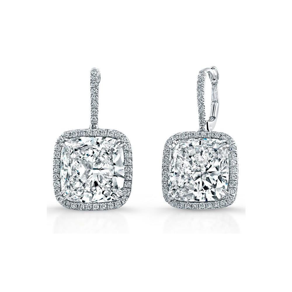 Big Cushion And Round Cut 7.00 Carats Diamonds Dangle Earrings Dangle Earrings
