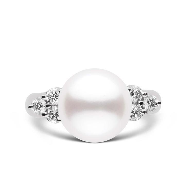 Big Freshwater 24Mm With Diamond Wedding Ring 14K White Gold Gemstone Ring