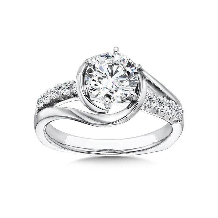 Big Gorgeous Round Cut Diamond Solitaire Ring With Accent White Gold Solitaire Ring with Accents