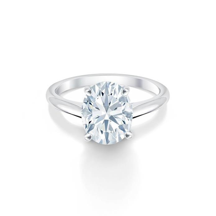 Big Oval Style White Elegant Woman's Solitaire Diamond Ring
