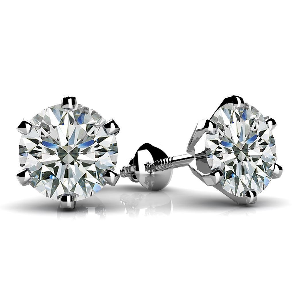 natural round diamond 5ct earring front view