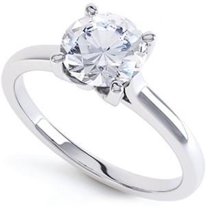 Big Round Cut Sparkling Vintage Style White Gold Diamond Solitaire Ring