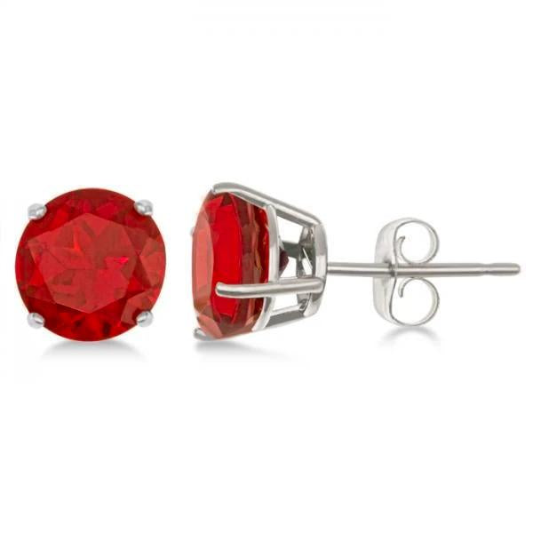 womans stylish weeding Big Solitaire Round Cut Ruby Ladies Studs White Gold Gemstone Earring