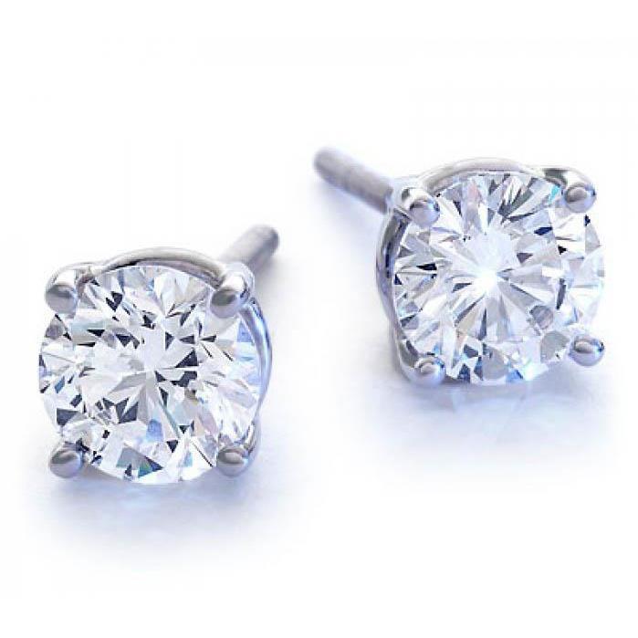 Big Solitaire Round Diamond Stud Earring Gold Jewelry Prong Set