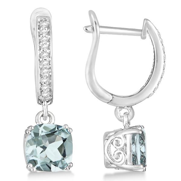Blue Aquamarine And Women Diamond Engagement Diamonds Dangle Earrings White Gold Gemstone Earring