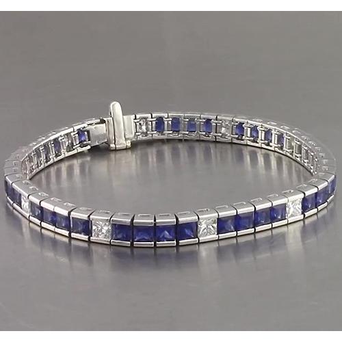 Blue Sapphire Tennis Bracelet Princess Cut Best Amazing Stylish White Gold