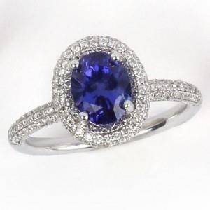 Blue Tanzanite With Diamonds 10.75 Ct Wedding Ring White Gold 14K Gemstone Ring