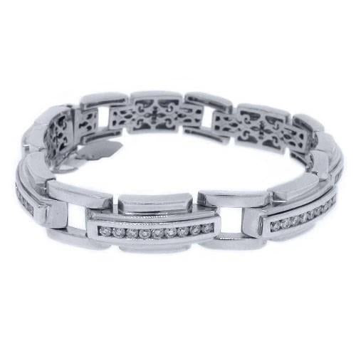 Brilliant Cut Diamond Men Bracelet White Gold Jewelry 6 Carats Mens Bracelet