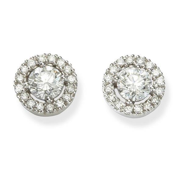 Brilliant Cut Sparkling Diamonds Studs Halo Earring White Gold Halo Stud Earrings