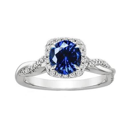 Ceylon Blue Sapphire DiamondsWedding Ring White Gold Gemstone Ring