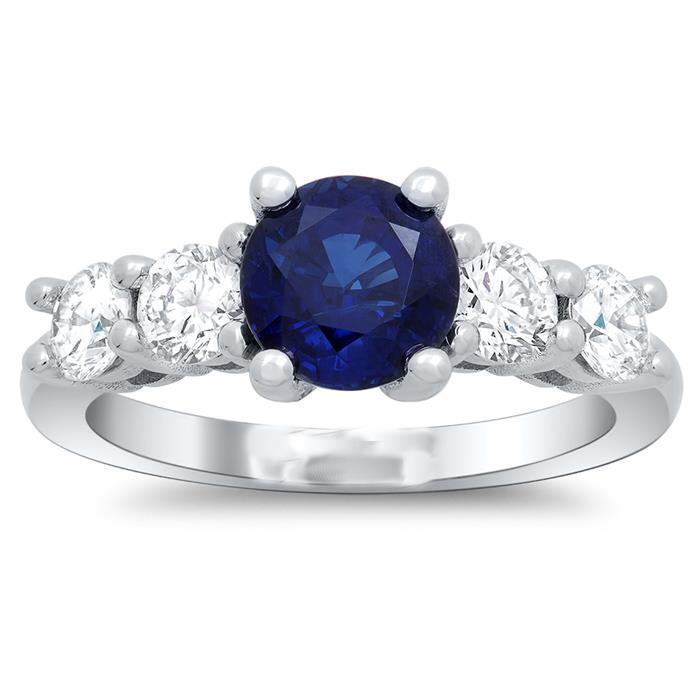 Ceylon Sapphire & Diamonds Amazing White Gold Gemstone Ring