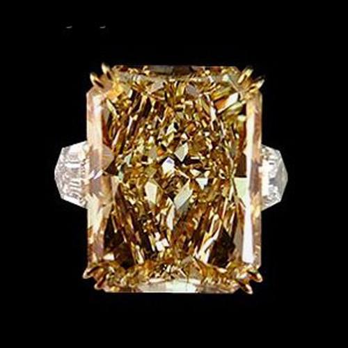 Champagne New Fancy Stylish Radiant Diamonds Gold White New Ring