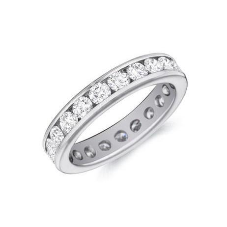 Channel Set 3.30 Ct Round Cut Diamonds Wedding Band Gold White 14K Eternity Band