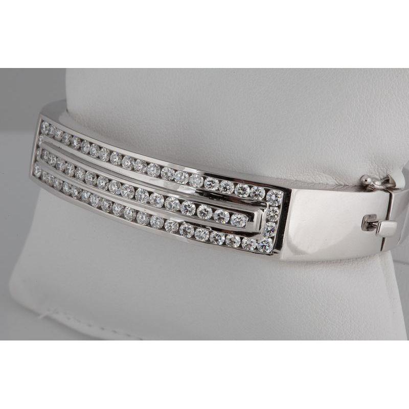 Channel Set Round Diamond Bangle Bracelet Gold Jewelry Bangle