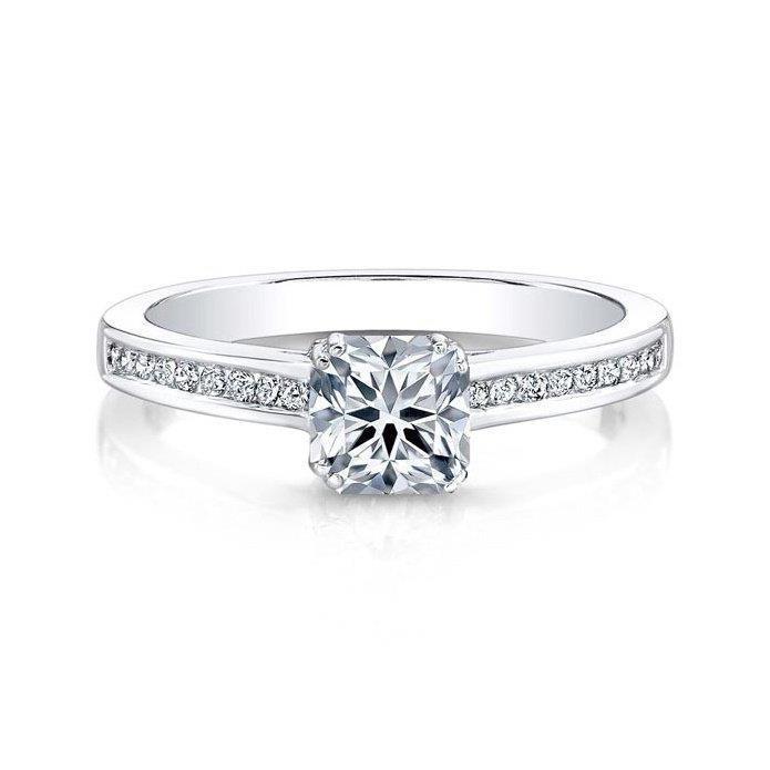 Cushion And Round Cut Princess Cut White Elegant Woman's Solitaire Ring with Accents Diamond