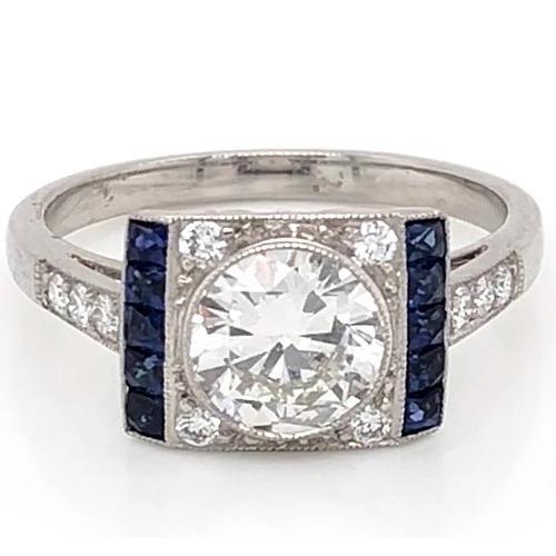 Diamond Accent Ring Ceylon Sapphire Solitaire Ring with Accents Diamond