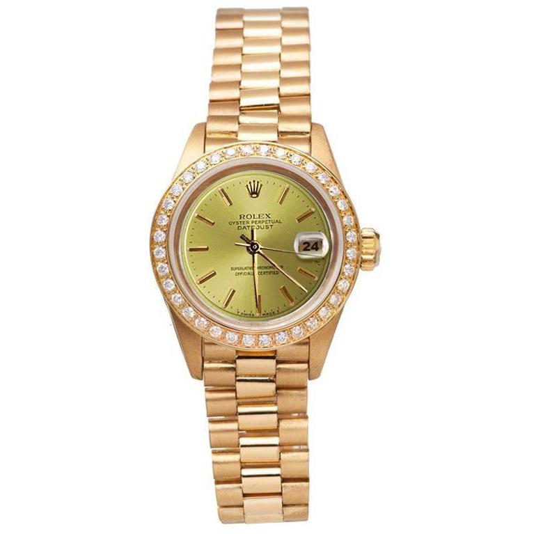 Diamond Bezel Champagne Stick Dial Rolex Watch Dj Presidential Rolex