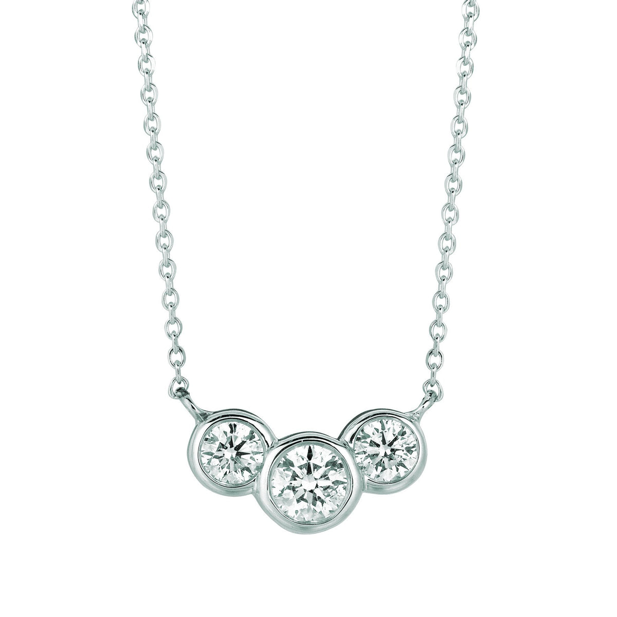 Diamond Bezel Necklace Pendant 1 Carats 14K White Pendant