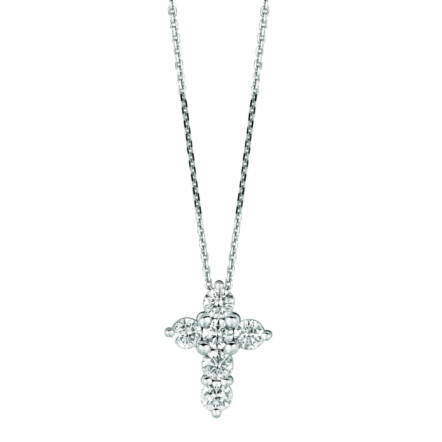 Diamond Cross Necklace Pendant 1.26 Carats 14K White Pendant