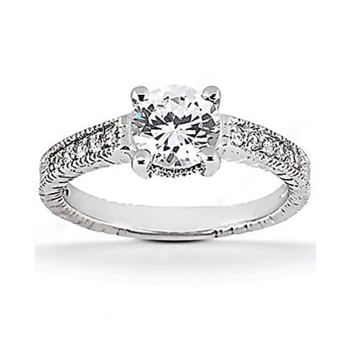 New Antique Style New Style Engagement Ring Emerald Cut Solitaire With Accents
