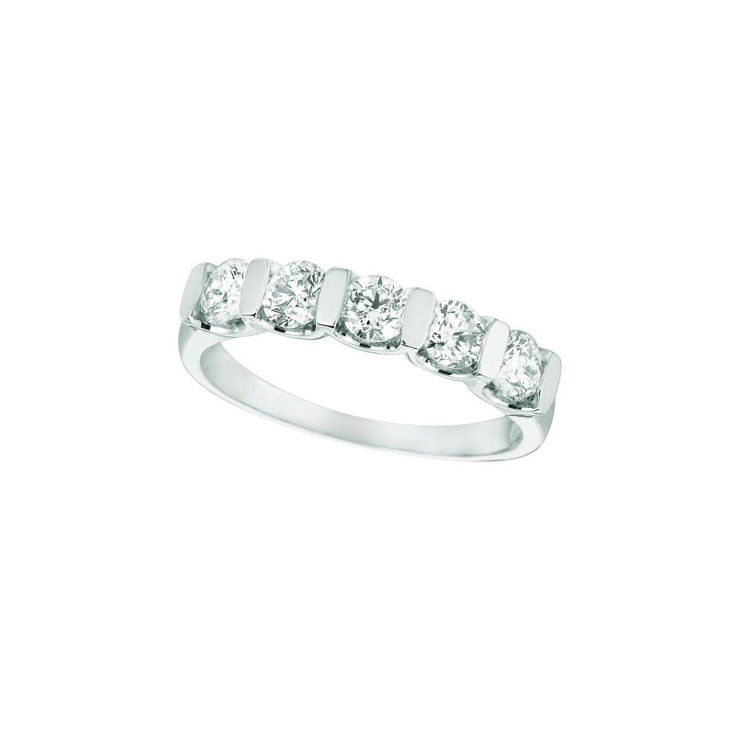 Diamond Half Eternity Band Ring 1 Carats 14K White Half Eternity Band