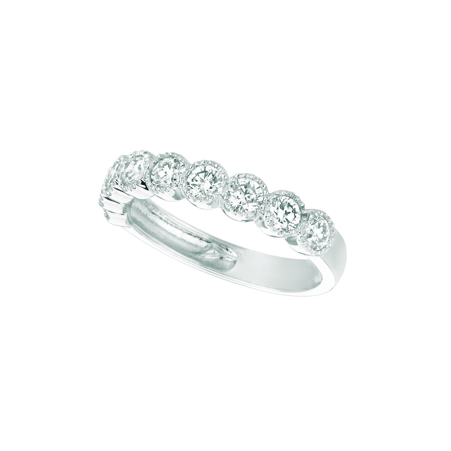 Diamond Half Eternity Band Ring 1.01 Carats 14K White Half Eternity Band