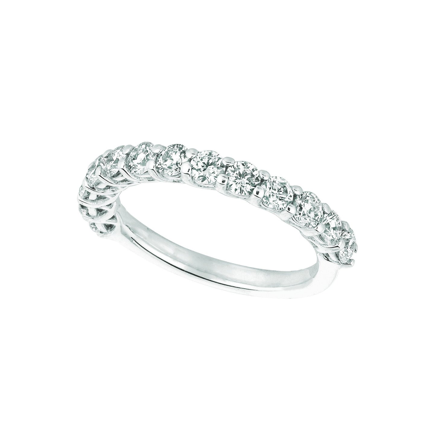 Diamond Half Eternity Band Ring 1.33 Carats 14K White Half Eternity Band