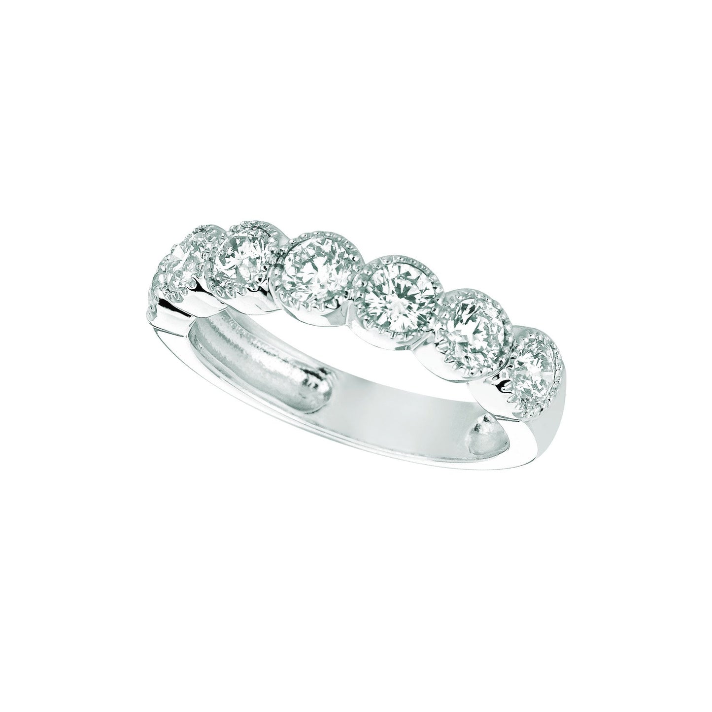 Diamond Half Eternity Band Ring 1.4 Carats 14K White Half Eternity Band