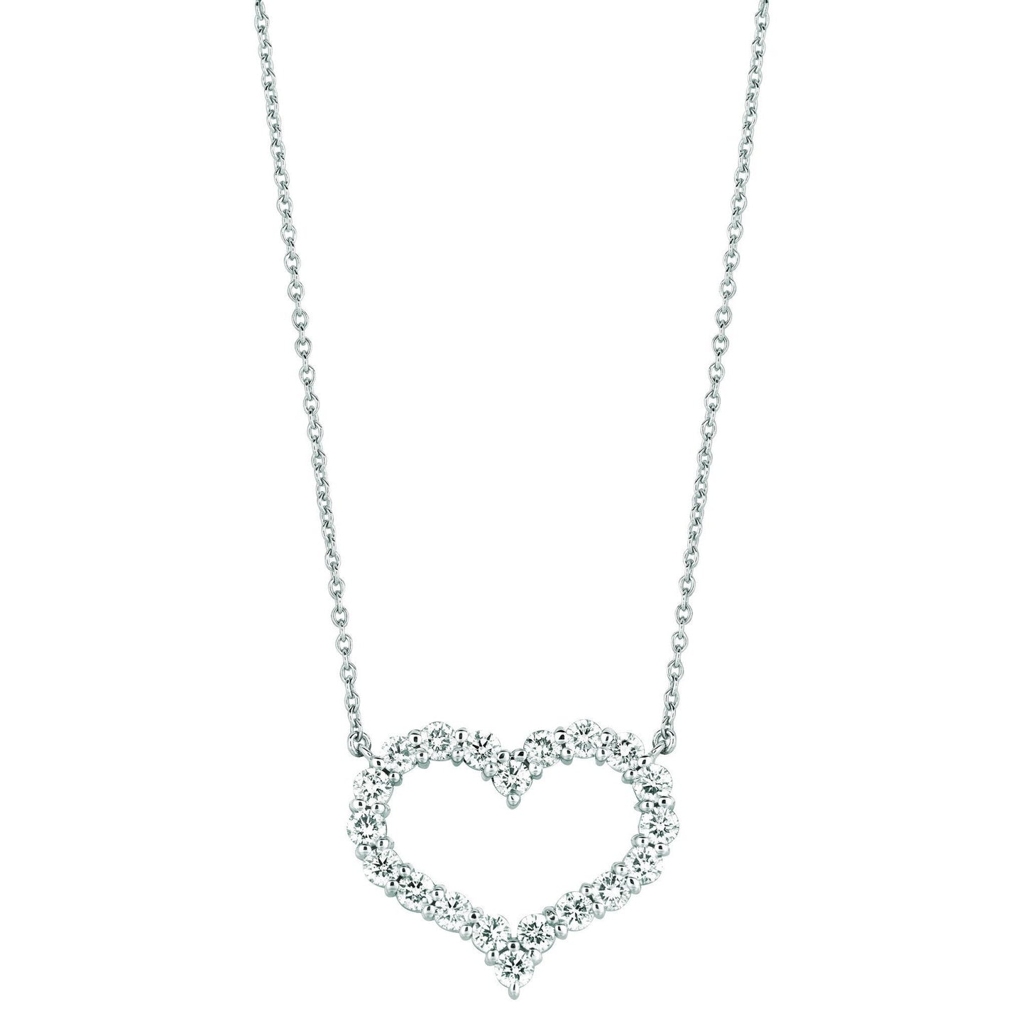 Diamond Heart Necklace Pendant 3.08 Carats 14K White Pendant