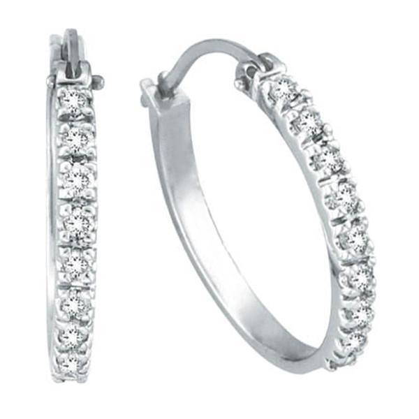 Diamond Hoop Earrings, 14K White Gold 0.5 Carats 14K White Hoop Earrings