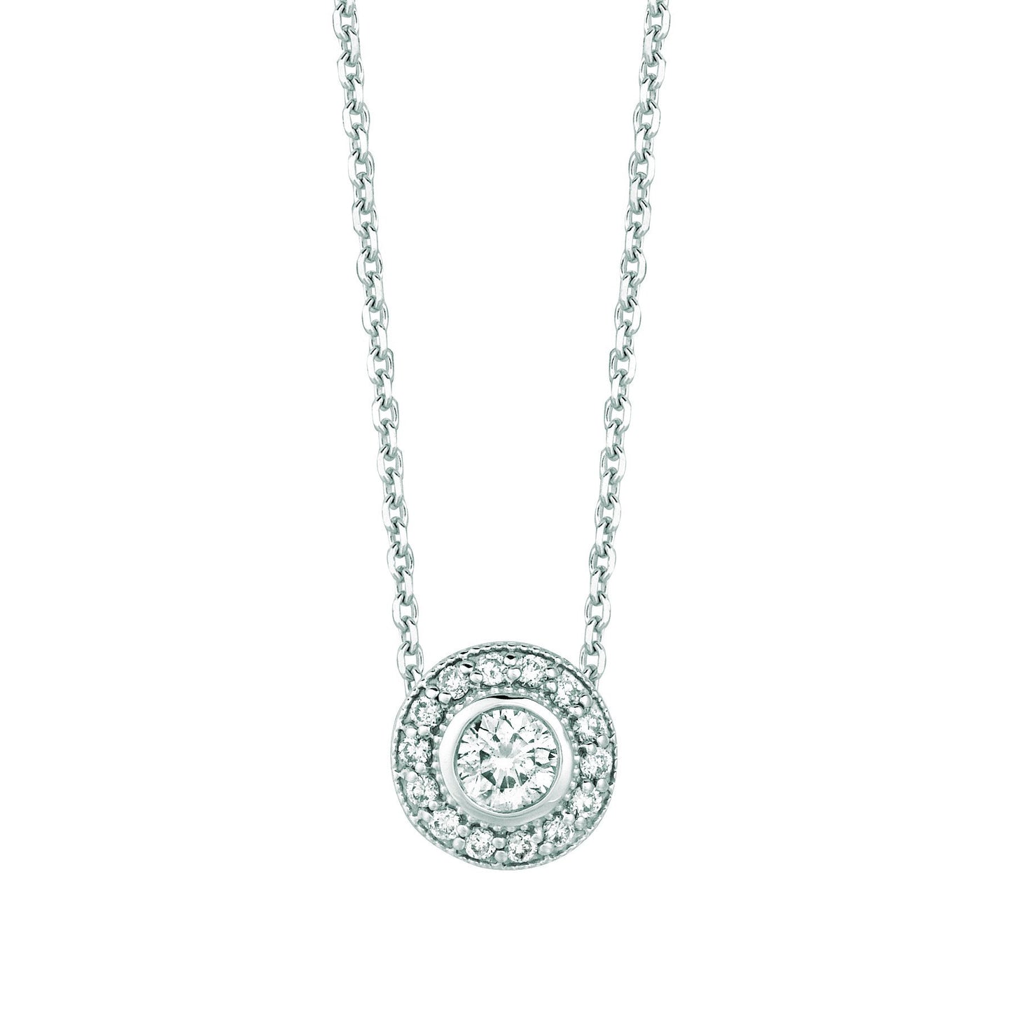 Diamond Necklace Pendant 0.4 Carats 14K White Pendant