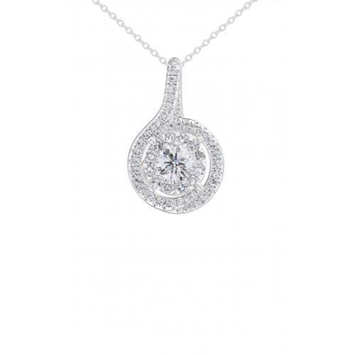 Diamond Pendant Necklace 2.70 Carats White Gold 14K New Prong Set Pendant