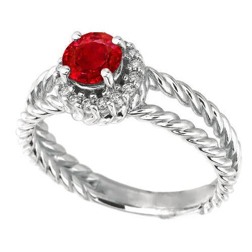 Diamond Ring Ruby and Diamonds White Gold Jewelry Gemstone Ring