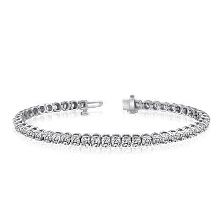 Diamond Round Cut Bracelet White Gold 3 Carats White Tennis Bracelet