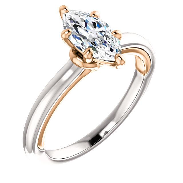 Two Tone Ladies Jewelry Anniversary Solitaire Diamond Ring