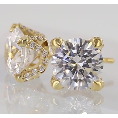 Yellow White Gold prong Style Wedding Stud Earrings White Gold Diamond