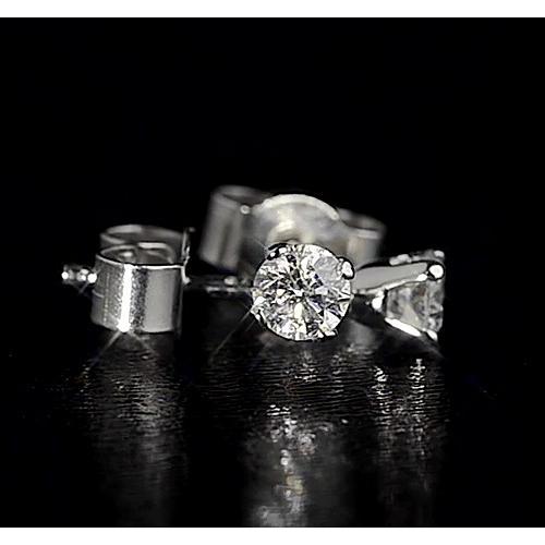 Crown Setting Natural Brilliant Engagement White Gold Diamond Stud Earrings