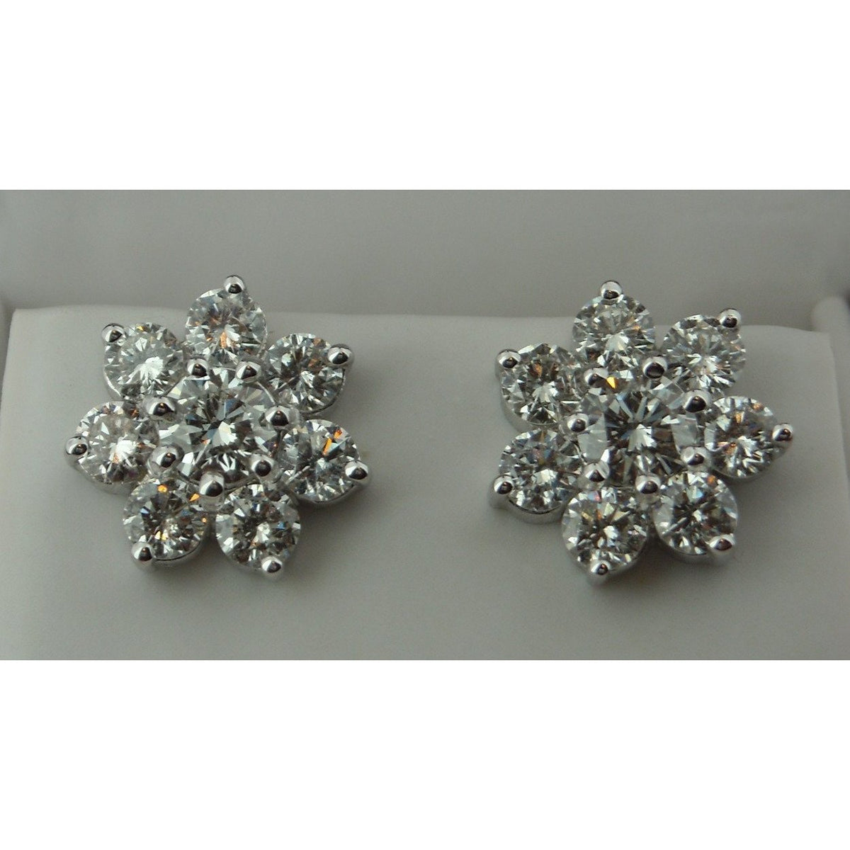 Diamond Stud Earrings 5 Carats Brand White Gold Women G Vs1 Round Stud Earrings