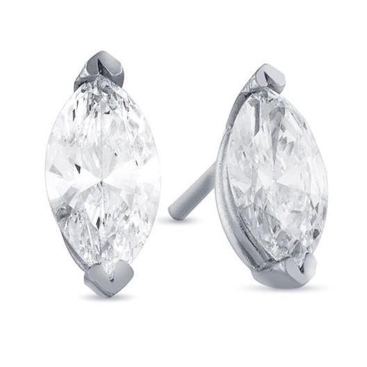 Diamond Stud Earrings Big Gorgeous Marquise Cut White Gold Stud Earrings