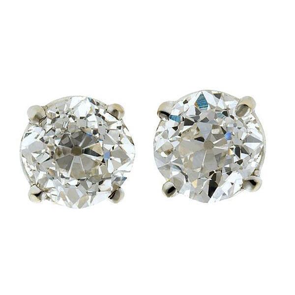 Miner Cut Women Jewelry Sparkling Unique Stud Earrings White Gold Diamond