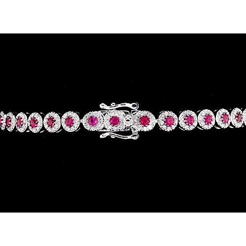 Diamond Tennis Bracelet Prong Set Pink Sapphire White Gold Gemstone Bracelet
