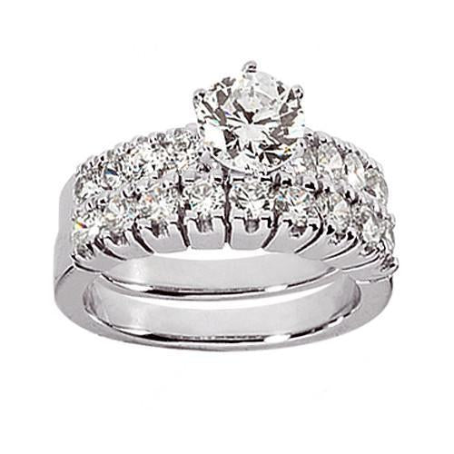 Diamonds Engagement Ring Set Real Genuine 3.50 Cts. Diamond Engagement Ring Set