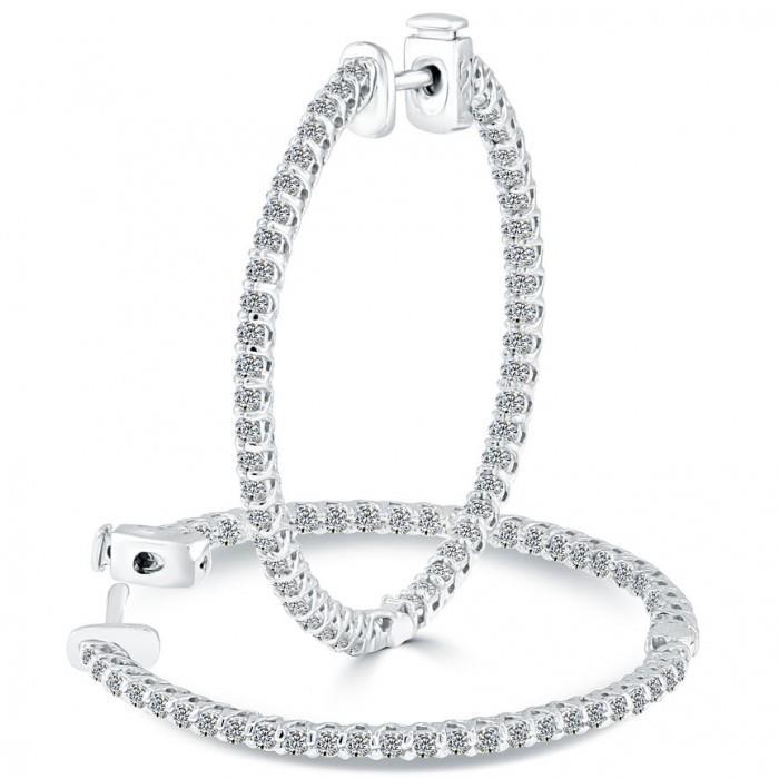 Diamonds Hoop Earring New White Gold 14K Brilliant Cut 5 Carats Hoop Earrings