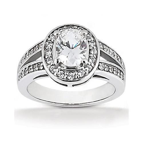 Diamonds Solitaire Ring With Accents White Gold 1.71 Carat F Vvs1 Halo Ring