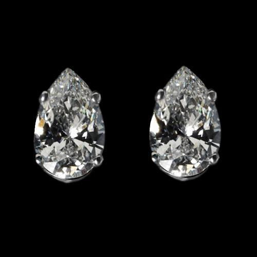 New Style Diamonds Women White Gold Pear Cut Stud Earrings